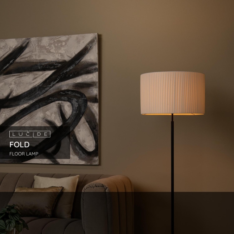 Lucide FOLD - Stojacia lampa - Ø 45 cm - 1xE27 - Biela